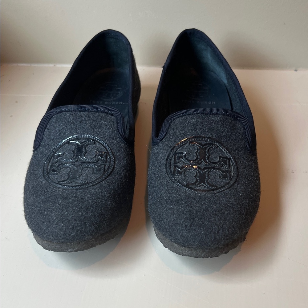Tory Burch Black Slip-On Loafers with Logo
